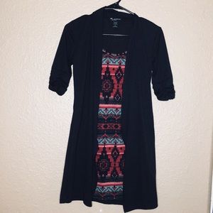 2 in 1 Indian print dress with cardigan